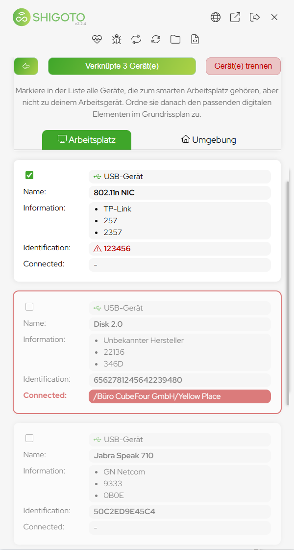 Device list scrolled down, showing further USB devices